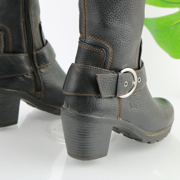 Born Women's Biker Moto Boots Size 6 Tall Block Heel Black Leather Comfy Rock - Picture 5 of 12